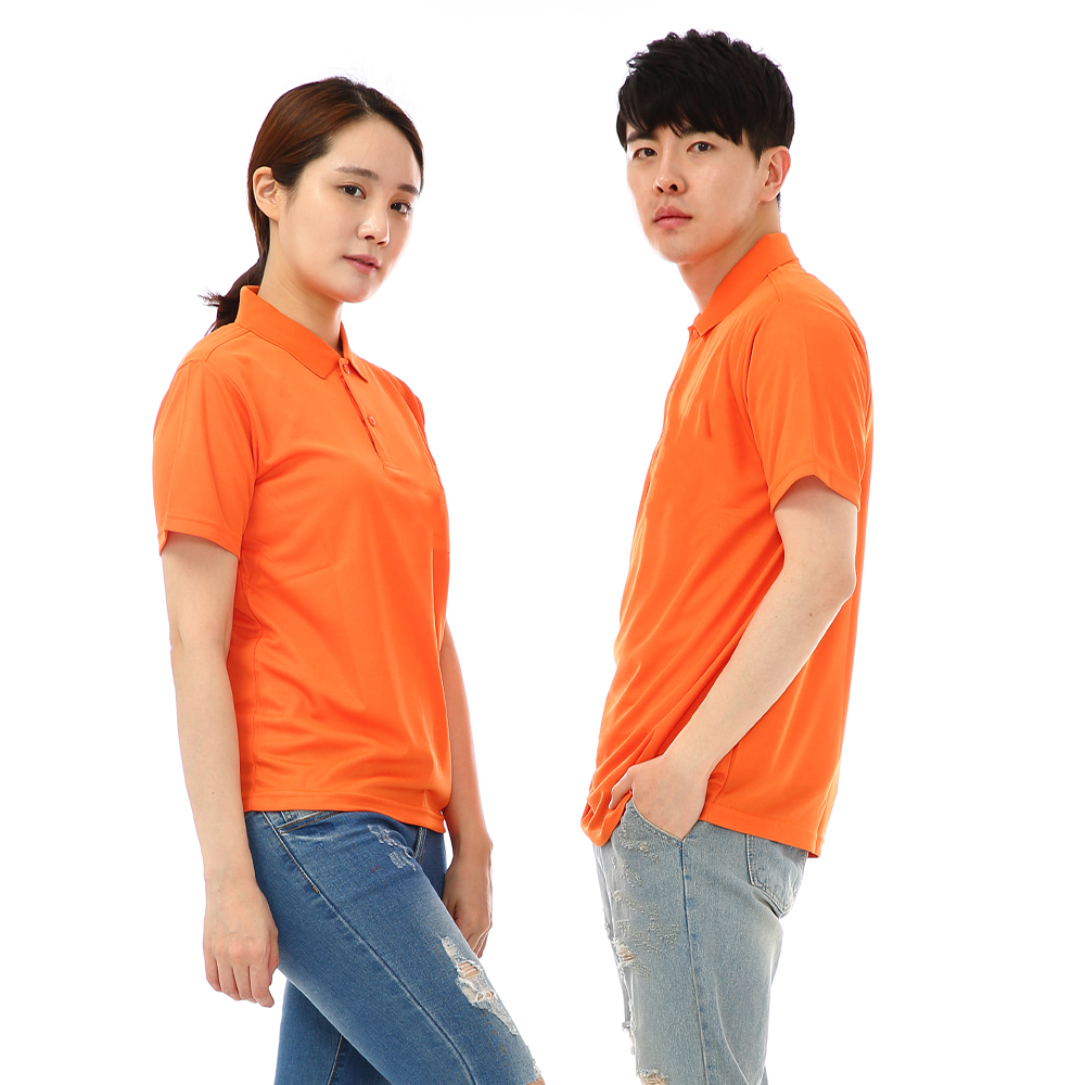 (16color)쿨론기능성 왼포켓없음 오렌지반팔티셔츠 식당 카페 가게티 단체티 홀서빙복 - 상세 이미지 5