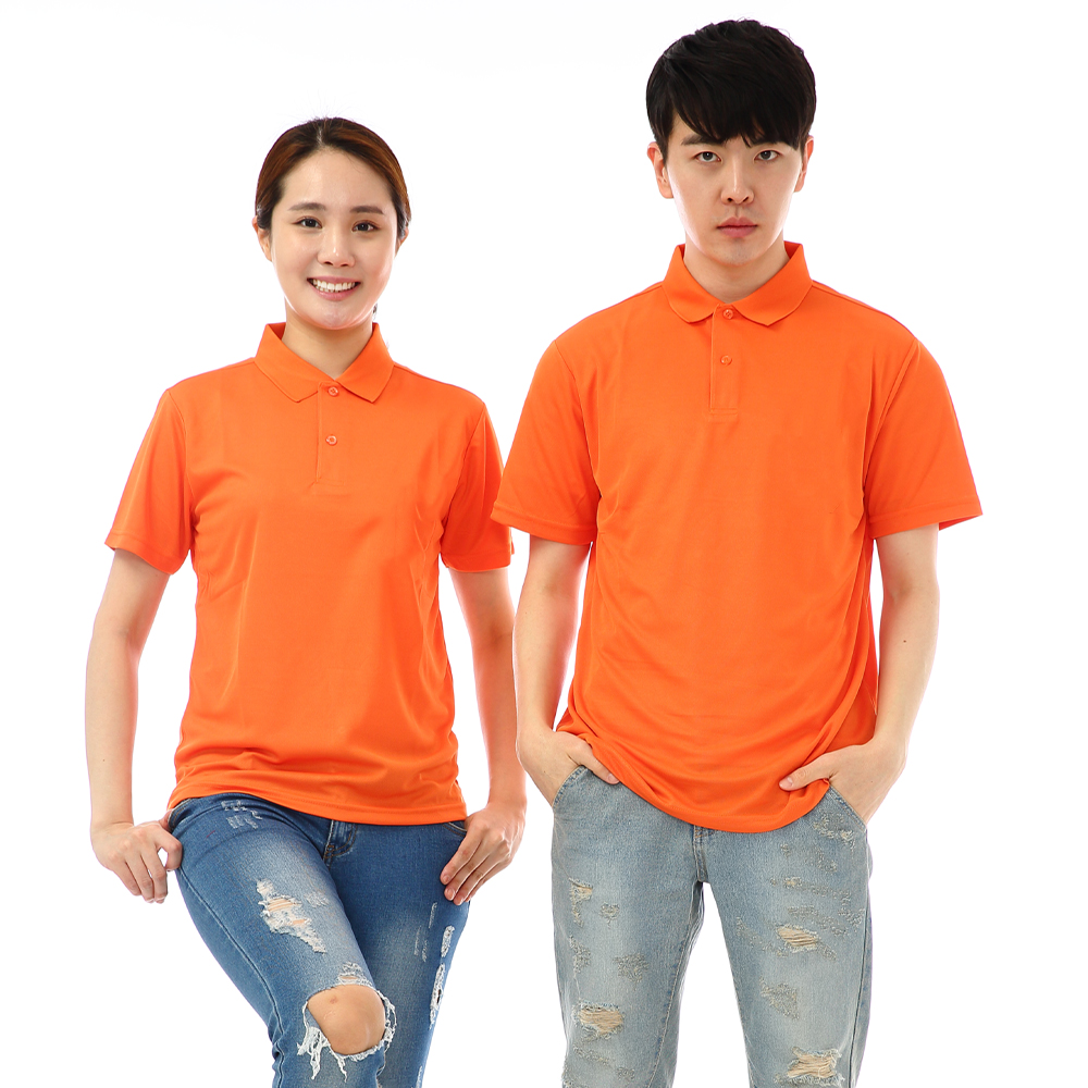 (16color)쿨론기능성 왼포켓없음 오렌지반팔티셔츠 식당 카페 가게티 단체티 홀서빙복 - 상세 이미지 2