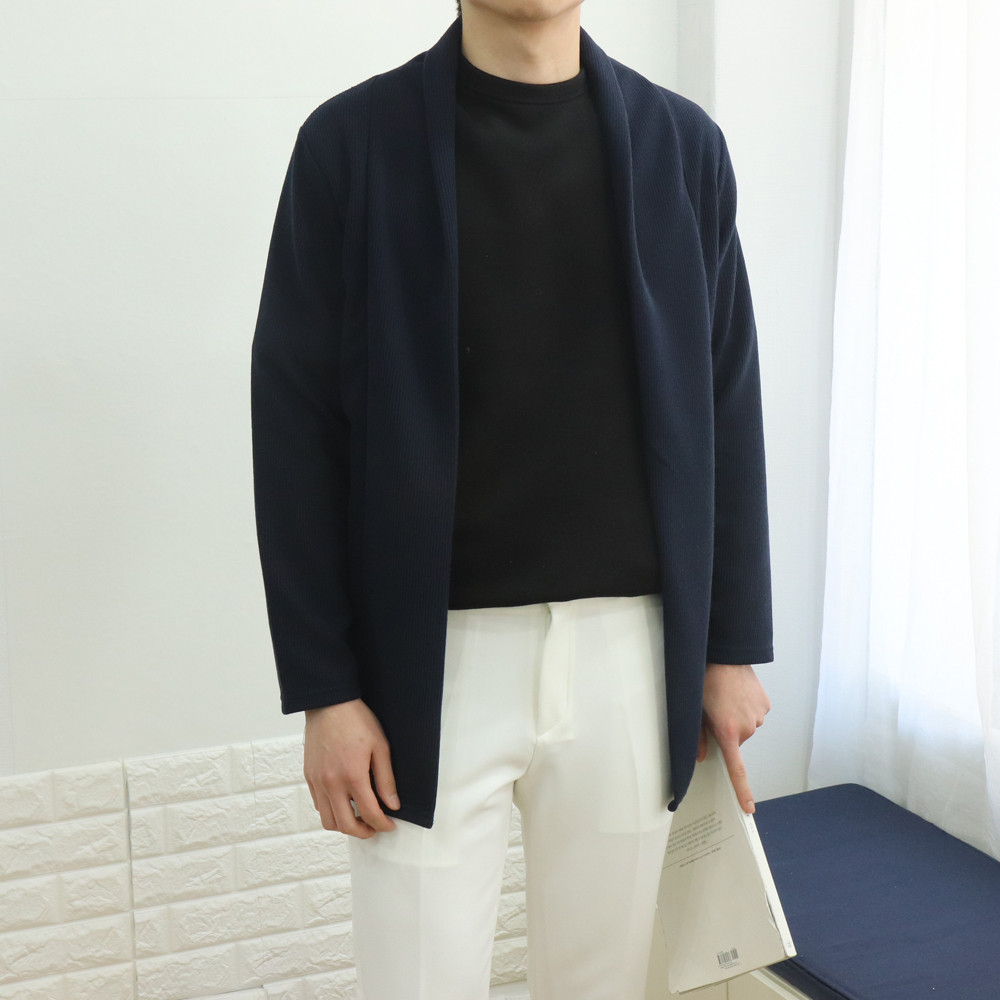 남자 가디건 오버핏 하프 오픈 숄카라 가디건 이미지 4