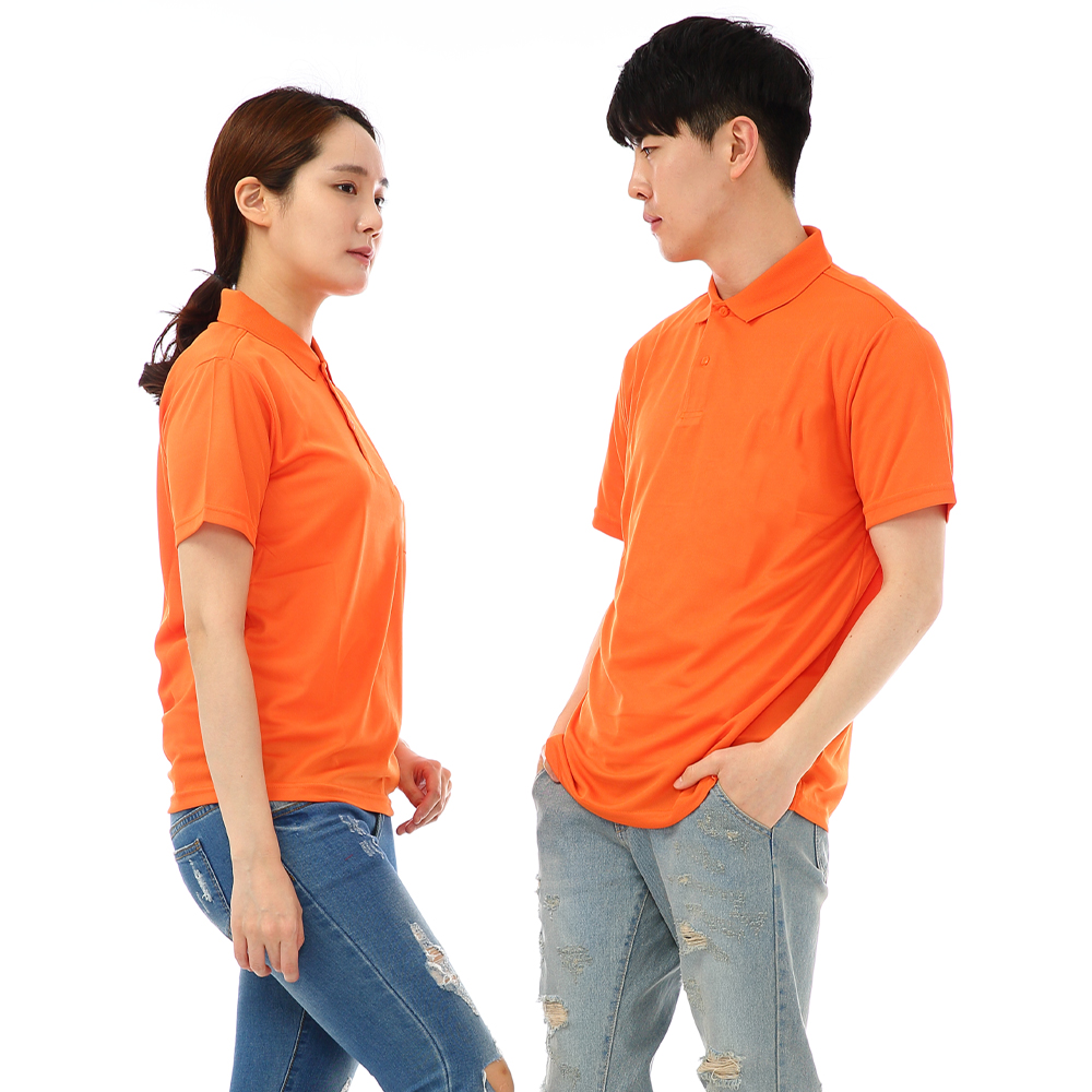 (16color)쿨론기능성 왼포켓없음 오렌지반팔티셔츠 식당 카페 가게티 단체티 홀서빙복 - 상세 이미지 3