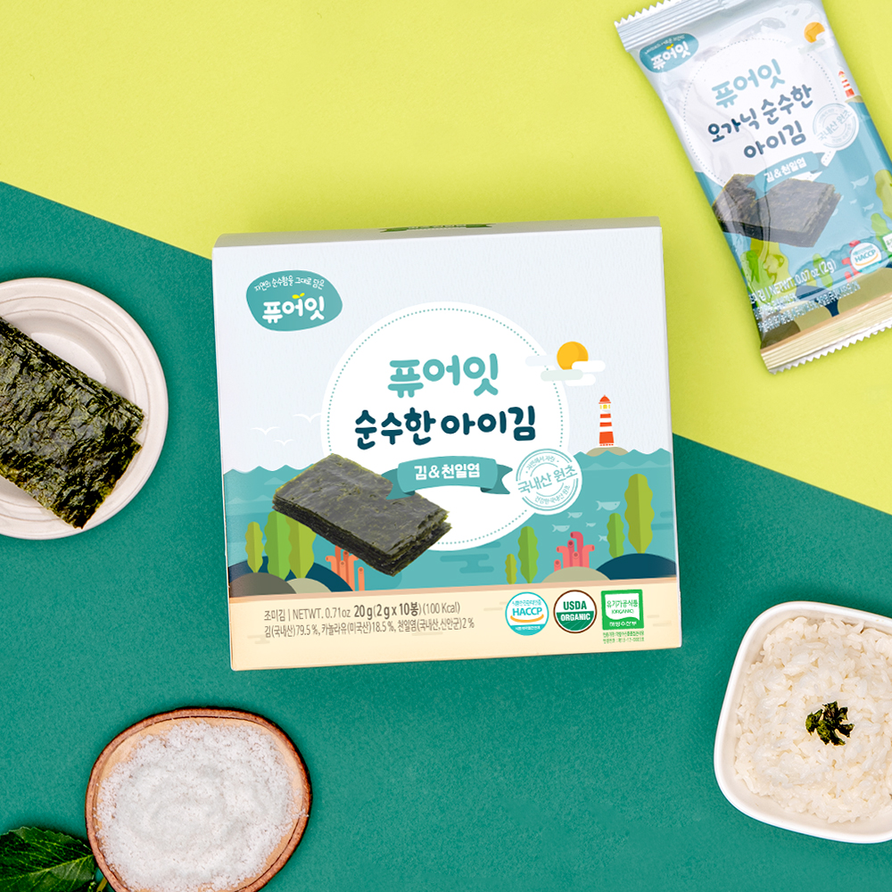 퓨어잇 오가닉 순수한 아이김 김&천일염 아기반찬