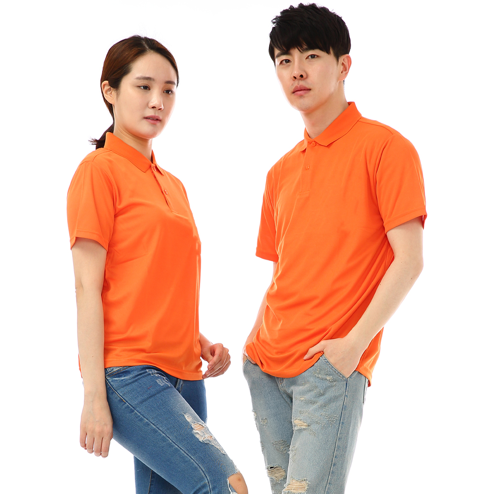 (16color)쿨론기능성 왼포켓없음 오렌지반팔티셔츠 식당 카페 가게티 단체티 홀서빙복 - 상품 이미지