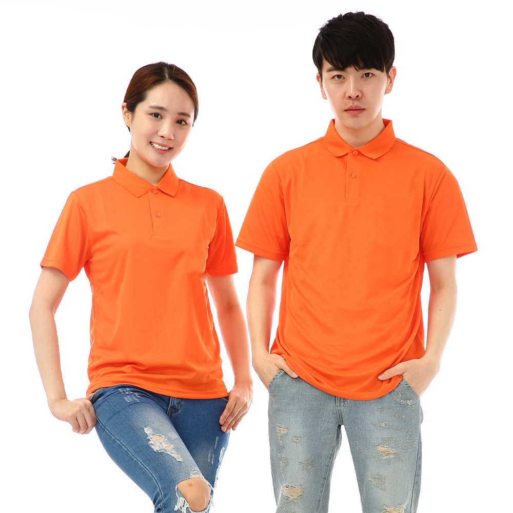 (16color)쿨론기능성 왼포켓없음 오렌지반팔티셔츠 식당 카페 가게티 단체티 홀서빙복 - 상세 이미지 4