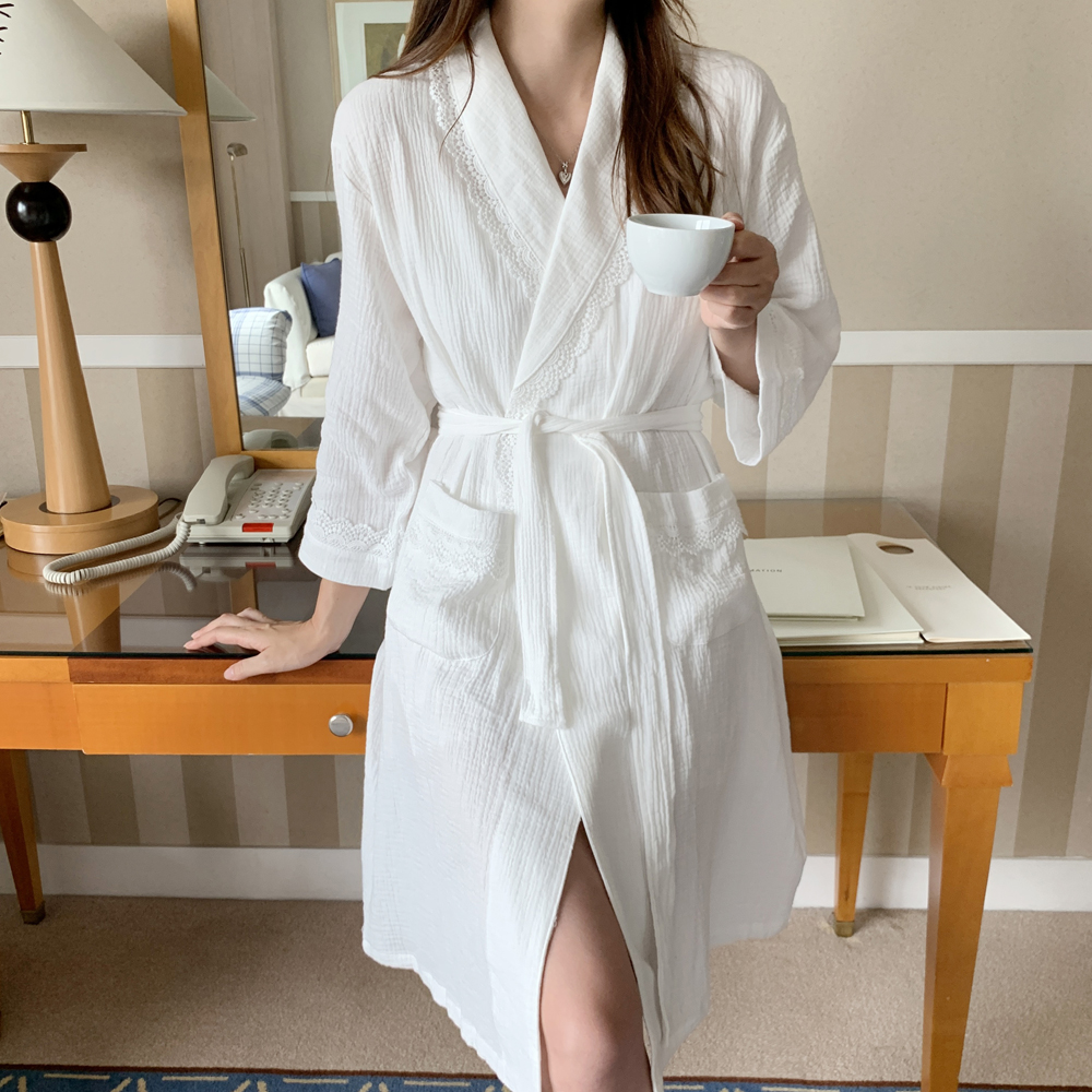 (백화점 납품) 국산 사계절 순면 여성 골프 여름 목욕 샤워 호텔 랩 가운