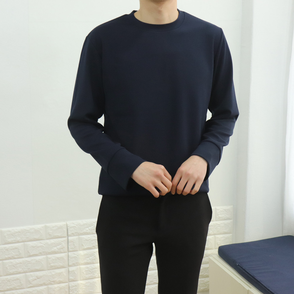 스트릿 피그먼트 기본 베이직 이너 오버핏 빅사이즈 구김없는 링클프리 소매컷팅 긴팔티셔츠 이미지 2
