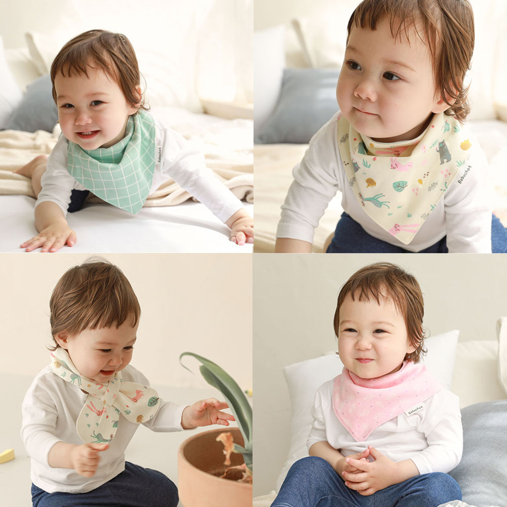 5+1 스카프빕 아기 유아 면 턱받이 침받이 목수건 삼각 양면 가을 겨울