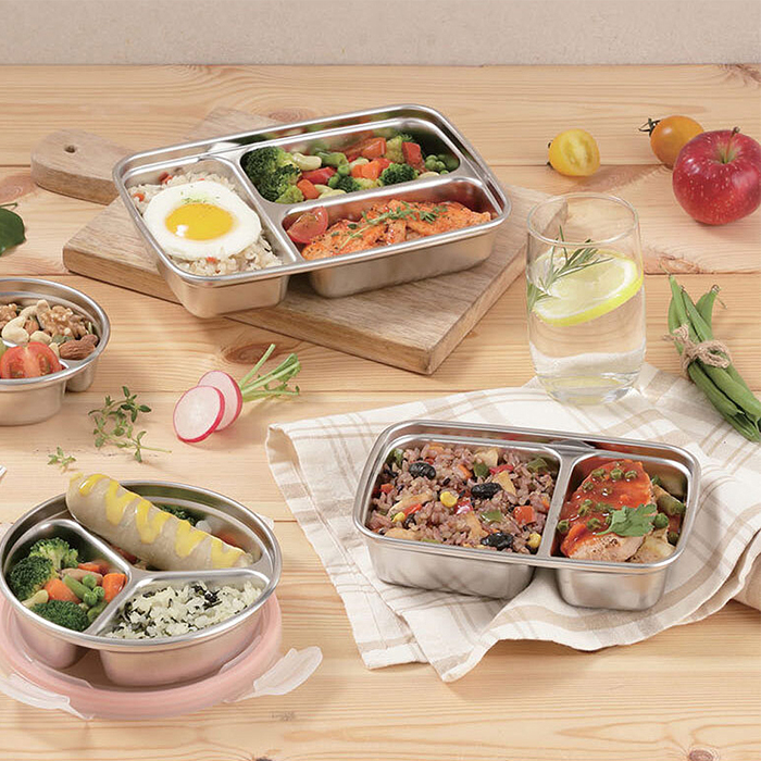 스텐락 퓨어 멀티 스텐 찬통 나눔 밀폐용기 칸칸이 도시락 직사각 4종 - 상세 이미지 2