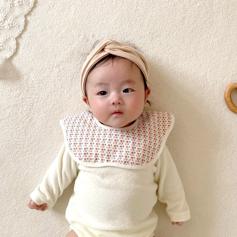 아기 침받이 유아 턱받이 내추럴컬러 오가닉 면 요루거즈 롤링 턱받이