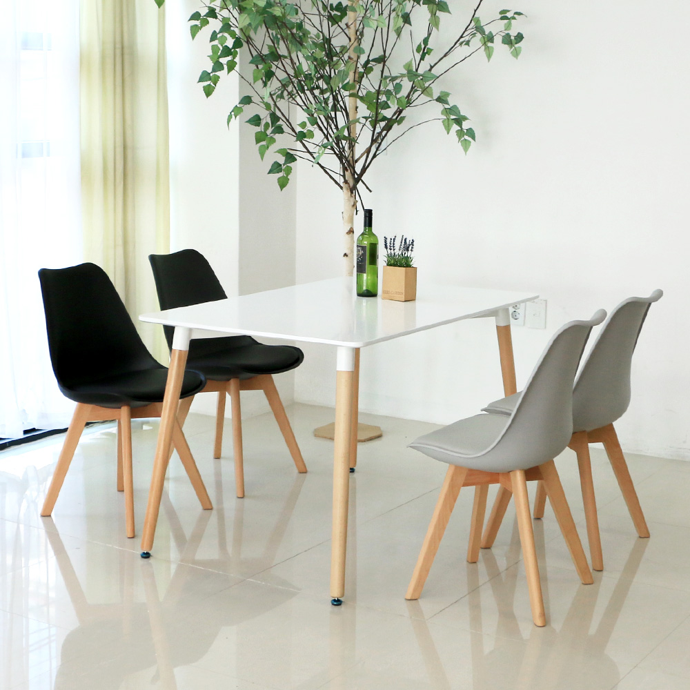 (식탁+의자 SET)템포 스퀘어 1200 X 도도 화이트 사각 4인용 카페 식탁 테이블 세트