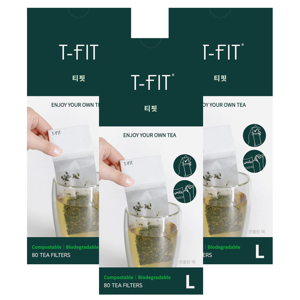 메세지 티필터 대형 80매입X3팩 티망 찻잎거름망 차여과기 티인퓨저 공티백 차티백 - 상품 이미지