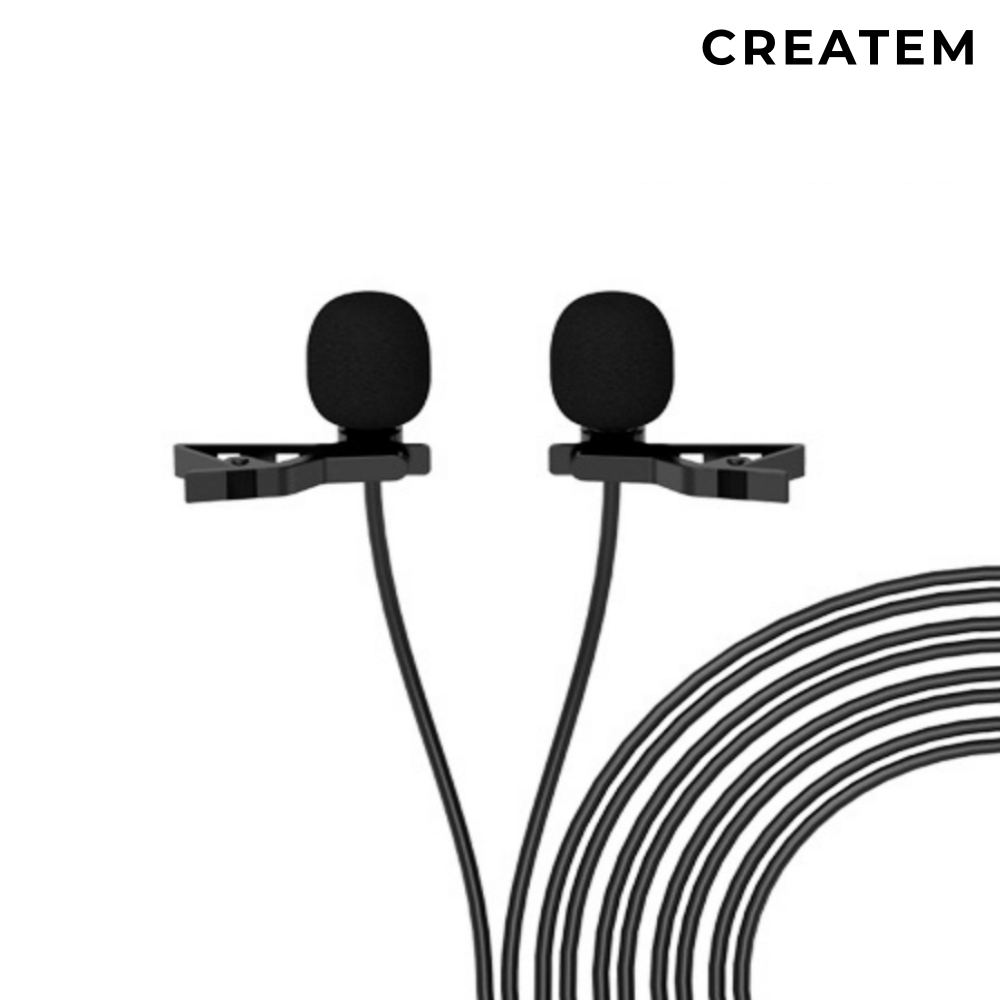 인터뷰용 듀얼핀마이크 - 양방향마이크 / 유튜브 유튜버 브이로그 화상회의용 줌수업마이크