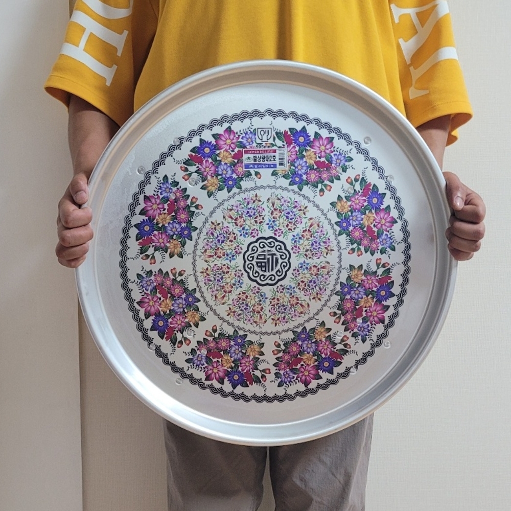 옛날 접이식 양은밥상 레트로 시골 좌식 철밥상 425mm - 상세 이미지 5