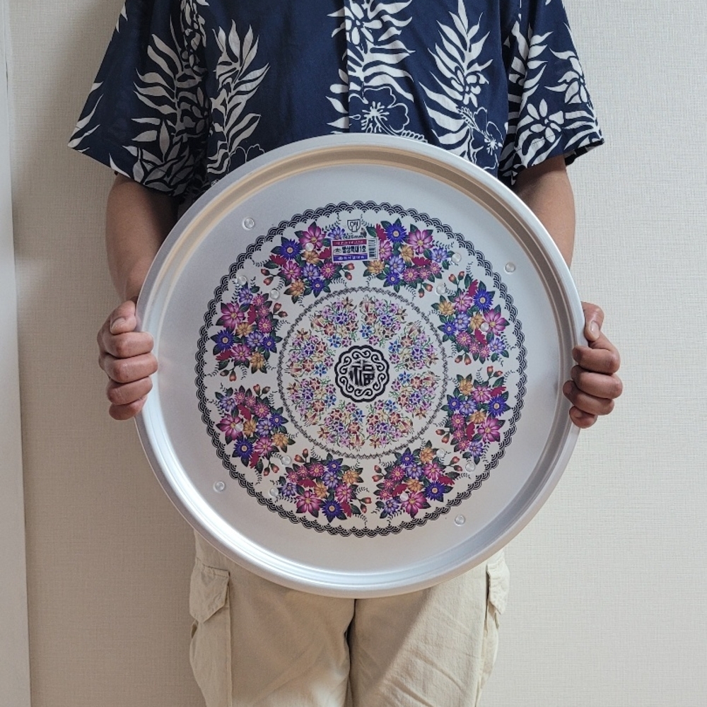 옛날 접이식 양은밥상 레트로 시골 좌식 철밥상 425mm - 상세 이미지 3