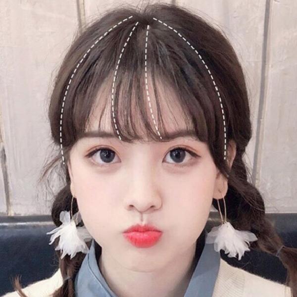여신 앞머리 가발 셀프 붙임 머리 쪽 덧 여우 - 상품 이미지