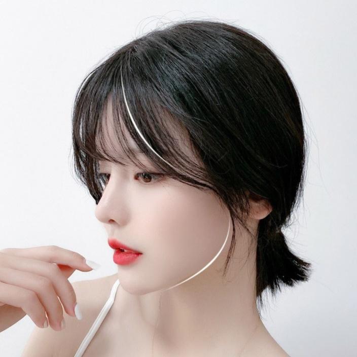 여신 앞머리 가발 셀프 붙임 머리 덧 쪽 여우 - 상품 이미지