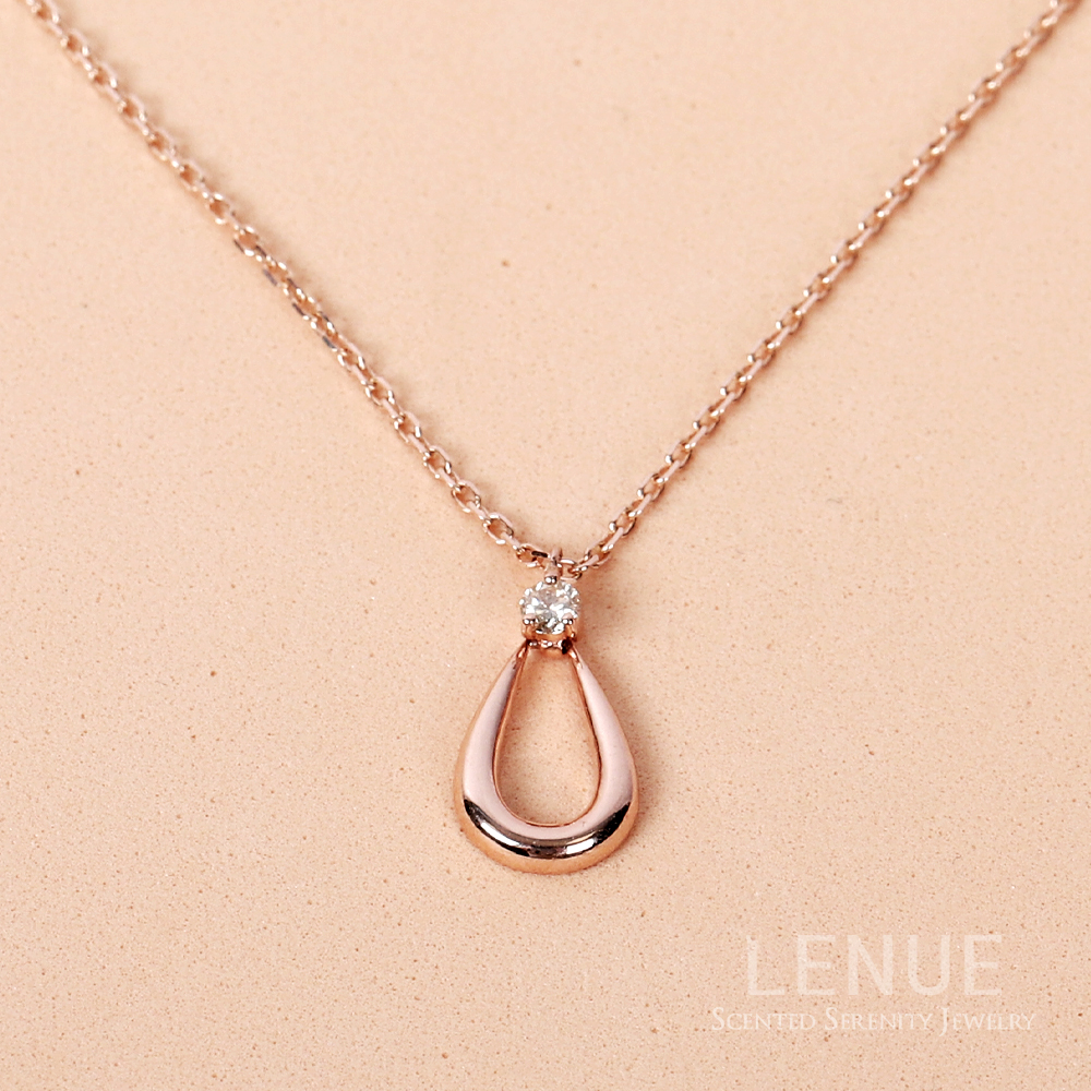 레뉴 모닝듀 꼬냑 다이아몬드 물방울 목걸이 / 14K 골드 여자친구 선물 4링 0.04ct - 상세 이미지 4