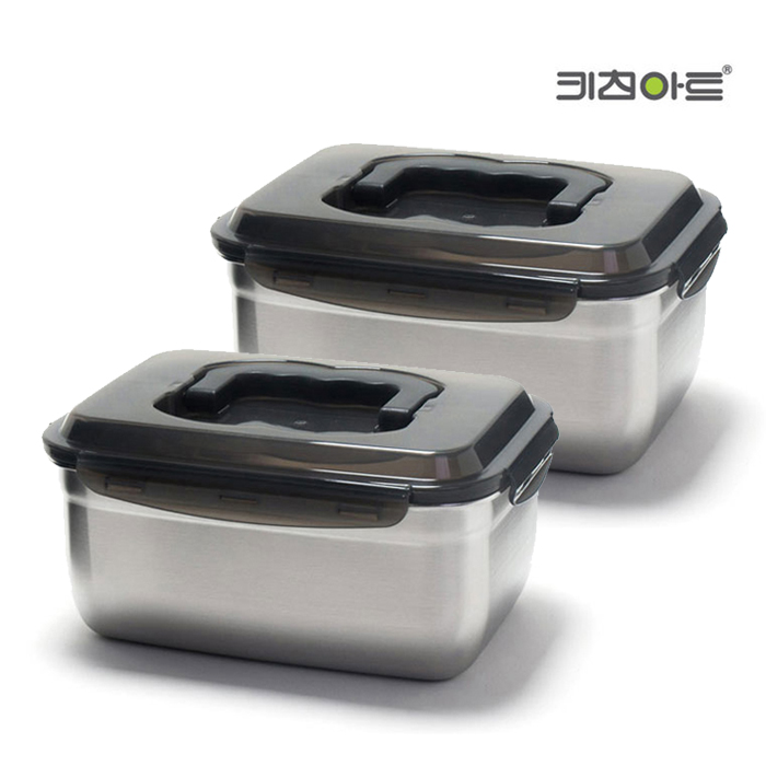 키친아트 피앙세 핸디형 스텐 핸들 김치통 밀폐용기 3.6L x2P - 상품 이미지