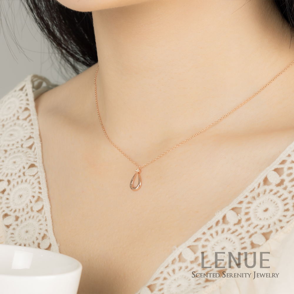 레뉴 모닝듀 꼬냑 다이아몬드 물방울 목걸이 / 14K 골드 여자친구 선물 4링 0.04ct - 상세 이미지 2