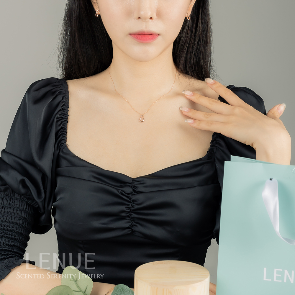 레뉴 모닝듀 꼬냑 다이아몬드 물방울 목걸이 / 14K 골드 여자친구 선물 4링 0.04ct 이미지 6