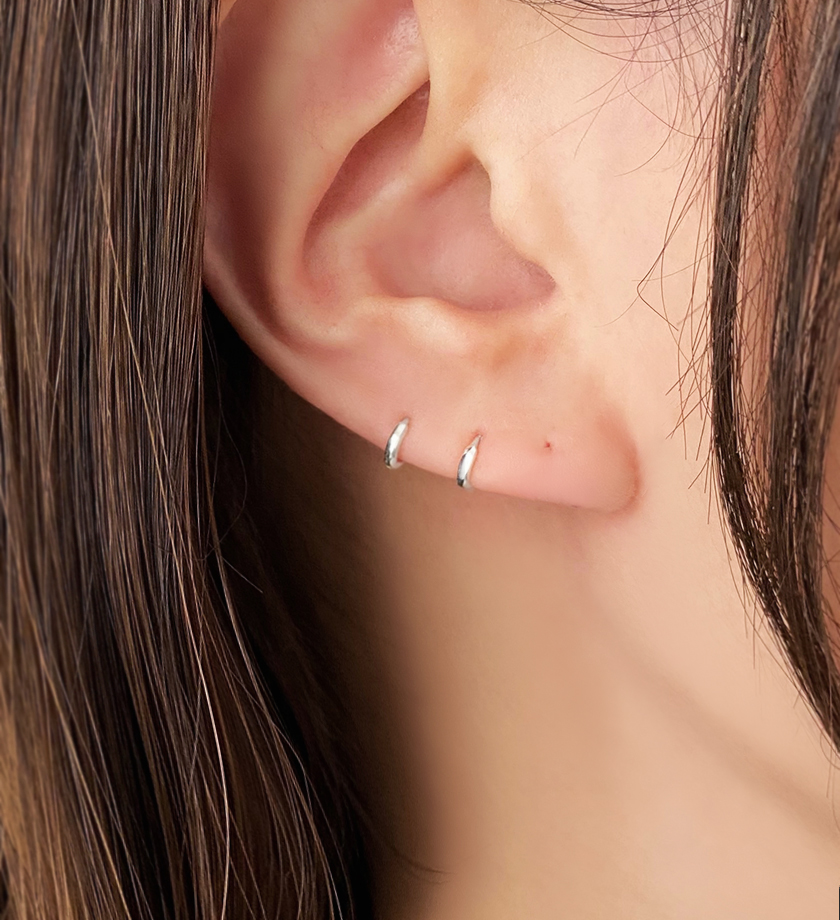 (무배/실버925) 초미니 4mm 실버 데일리 원터치 링귀걸이