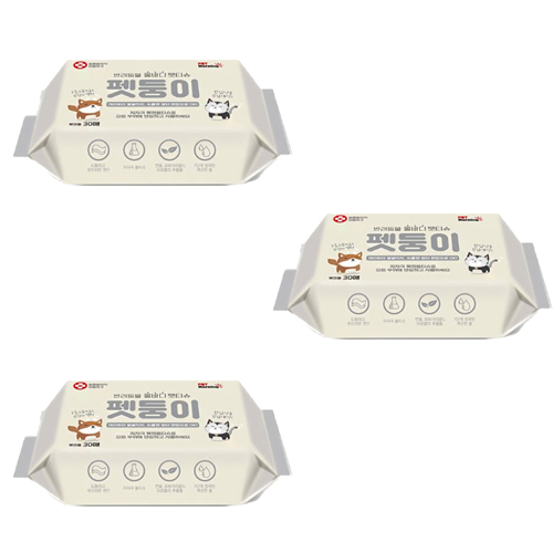 강아지 애견 고양이 전용물티슈 귀깨끗 손발엉덩이 똥꼬 배변 티슈 궁뎅이 비데티슈 3set - 상세 이미지 2
