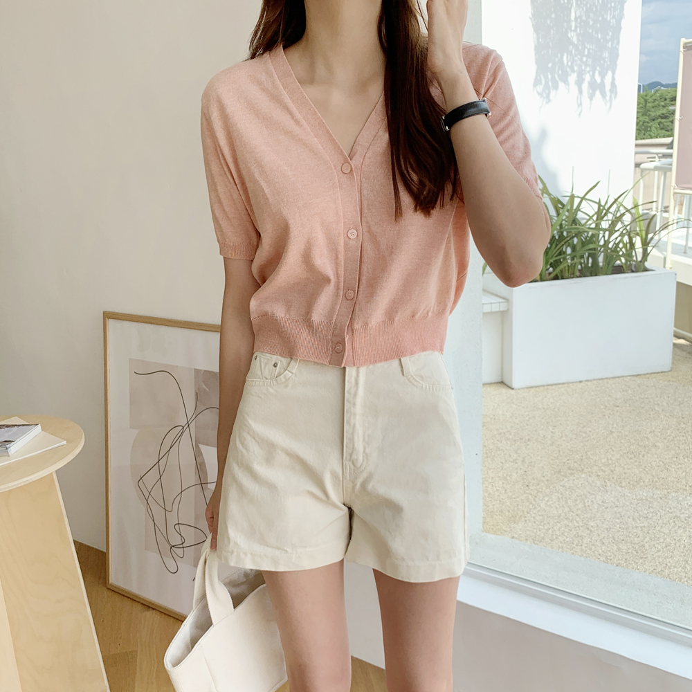 하이웨스트 여성 반바지 코튼 A라인 면바지 여자 여름바지 반바지 3부 4부 숏팬츠 베이지 - 상세 이미지 2