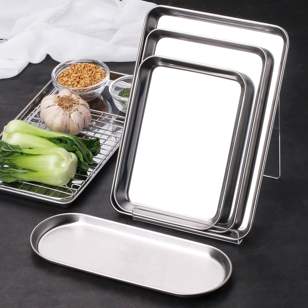 텐시 스텐 쟁반 카페 미니 철제 메탈 베이커리 빵 트레이 28.5cm, 긴사각, 1개 - 상세 이미지 5