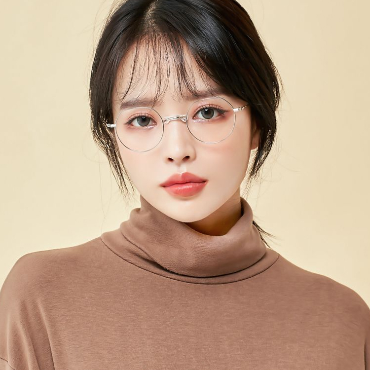 사각 남자 여자 코받침 없는 새들노즈 다각형 티타늄 안경테 - 상세 이미지 3