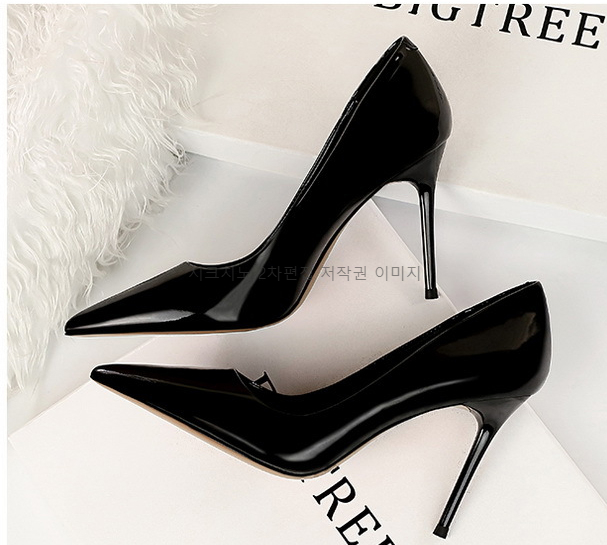 220-265 차드린 9.5cm 에나멜 스틸레토 빅사이즈 하이힐 구두 5color 상세 이미지 4