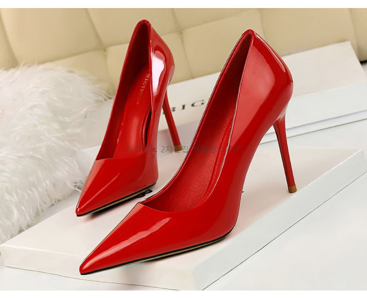 220-265 차드린 9.5cm 에나멜 스틸레토 빅사이즈 하이힐 구두 5color 상세 이미지 8