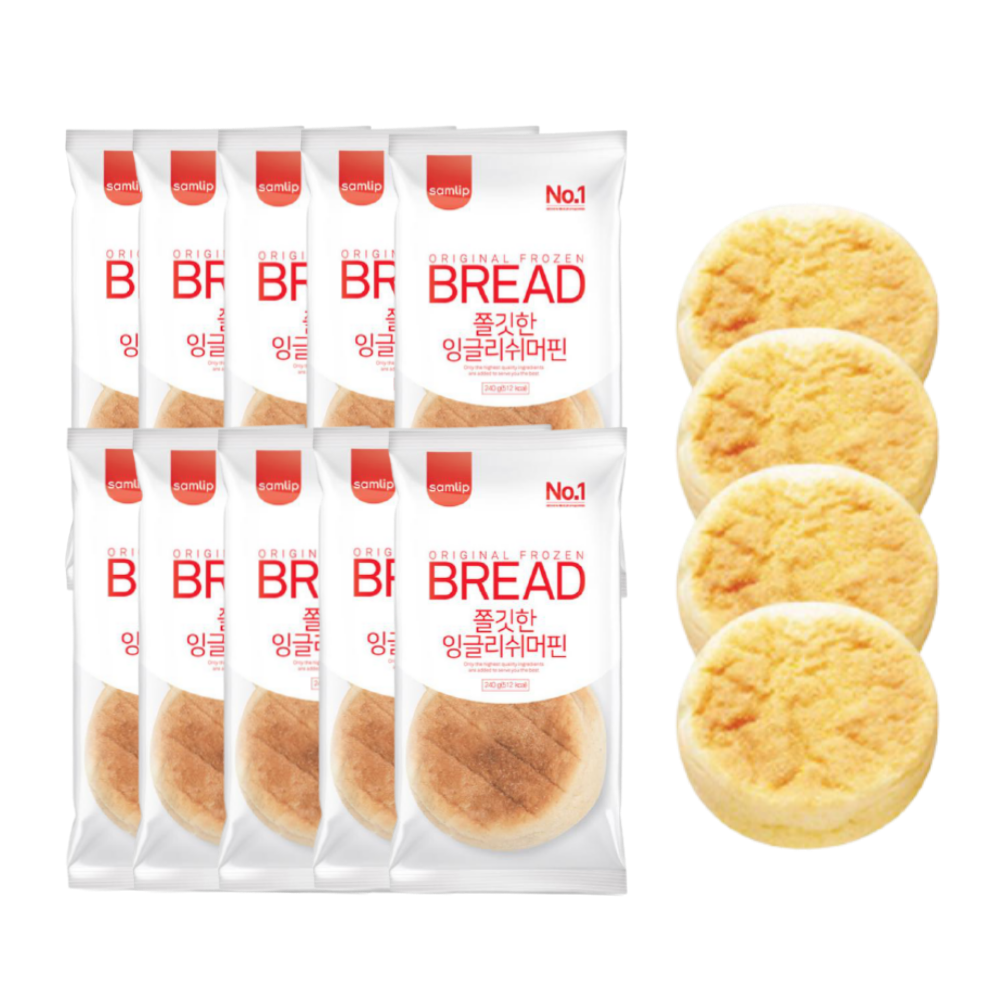 삼립 쫄깃한 잉글리시 잉글리쉬 머핀 맥모닝 아침 샌드위치용 빵 240g 10봉지 - 메인 이미지