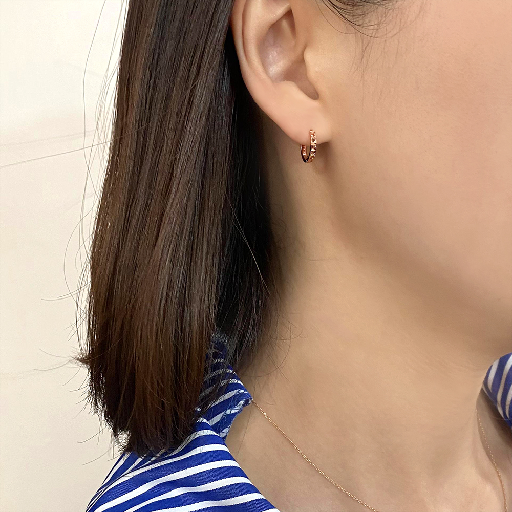14k원터치링귀걸이 14케이 18k 여자 명품 귀고리 컷팅 원터치 금 링 귀걸이 - 상세 이미지 3