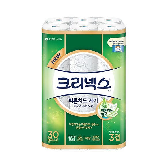 크리넥스 3겹 피톤치드케어 27m 30롤 (029346) / 사무실 유치원 화장실 휴지 - 상품 이미지