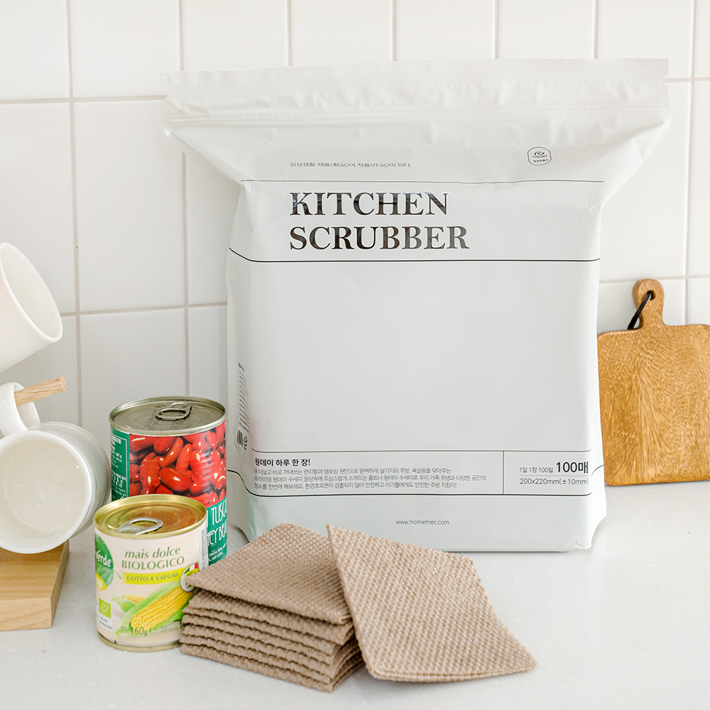 홈트너 주방 뽑아쓰는 일회용 수세미 100개입, 1개