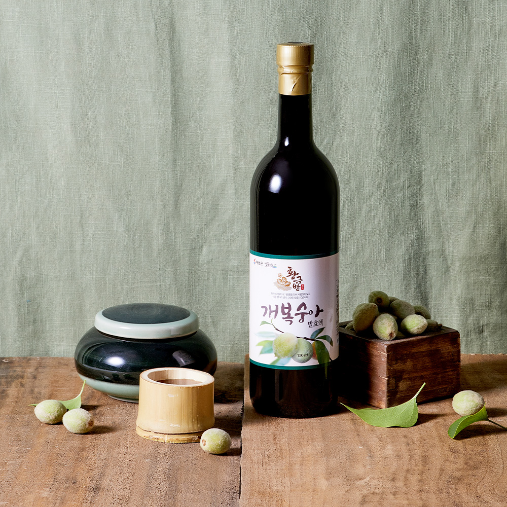 황금밭 개복숭아 발효액 1병 750ml 2병+계량컵 안전포장 유리병 포장 - 상품 이미지