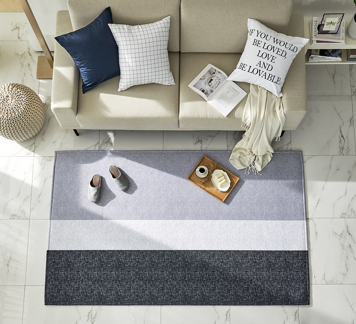 엠시베딩 워셔블러그 단모 먼지없는 사계절 방수 어반블랙 대형 침실 식탁 러그