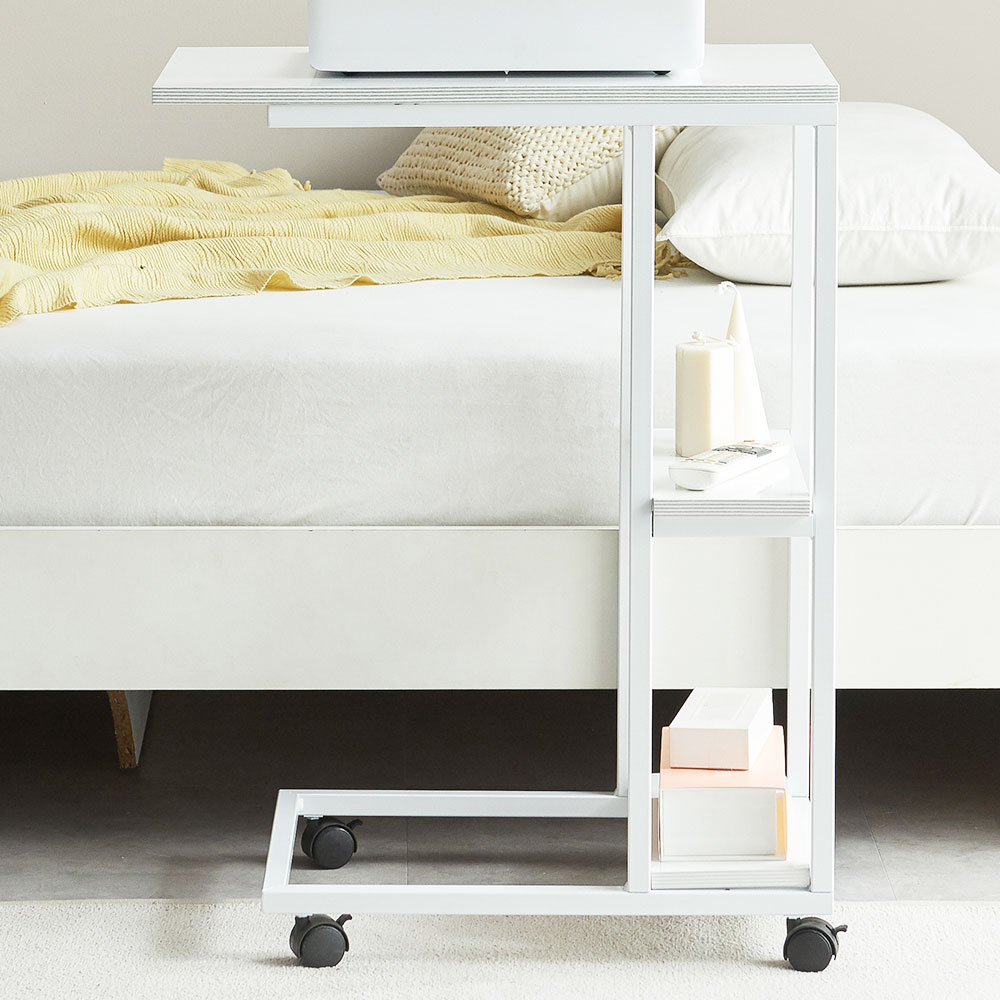 잭팟 바퀴달린 이동식 간이 쇼파 테이블 미니 침대용 책상 침대 위 보조 협탁