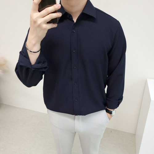 1+1 구김제로 링클프리 부드러운 남자 스판 긴팔 셔츠 9컬러 이미지 3