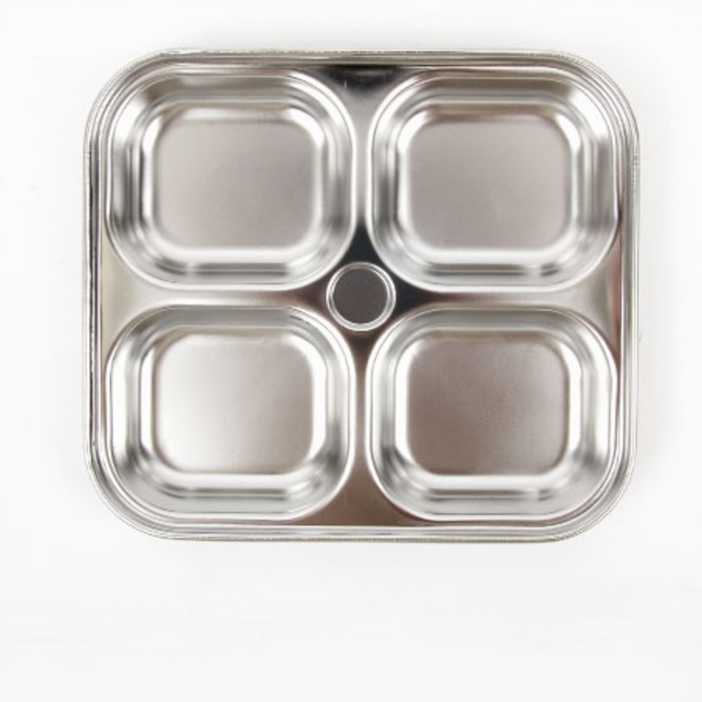 국산 스텐 사각 나눔 접시 휴대용 캠핑 깨지지않는 플레이트 스텐그릇 앞접시 1 - 4구