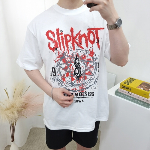 (SALE)남녀공용 오버핏 SlipKnoT 메탈리카 스트릿 커플 반팔 티셔츠 2컬러 BJ옷 케이 - 상세 이미지 2