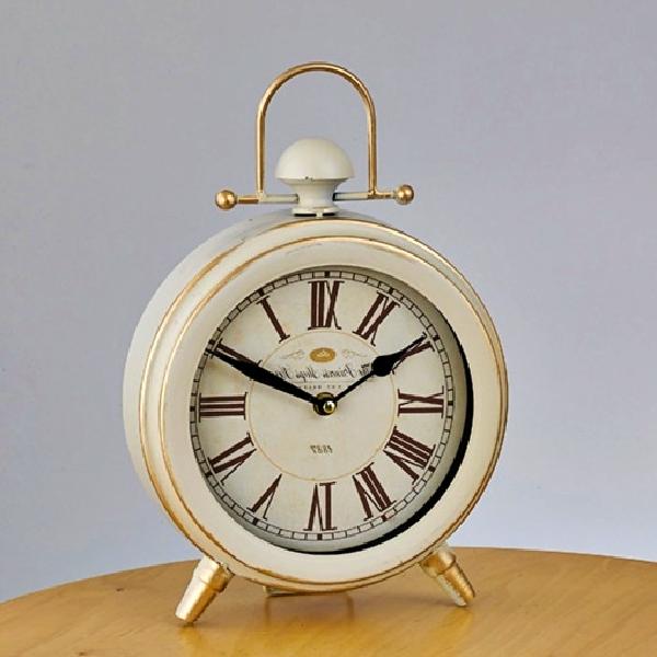 고급 명품 소형 탁상 시계 협탁 시계 브라운 레트로