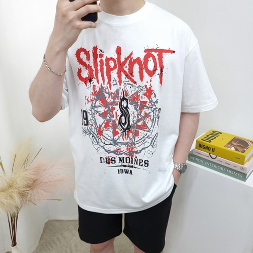 (SALE)남녀공용 오버핏 SlipKnoT 메탈리카 스트릿 커플 반팔 티셔츠 2컬러 BJ옷 케이 - 메인 이미지
