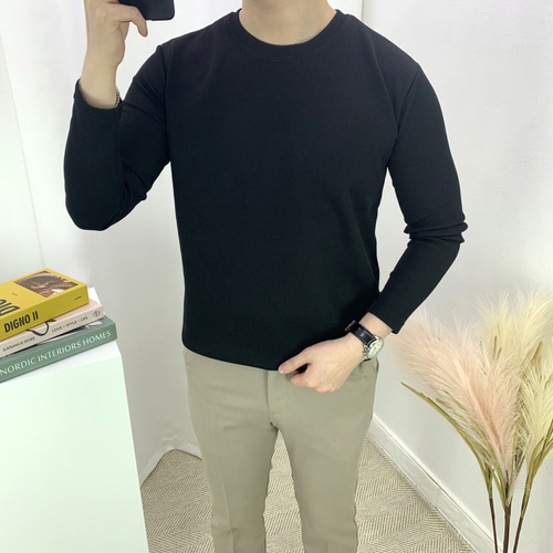 남자 4컬러 빅사이즈 구김없는 무지 기본 긴팔티셔츠 - 상품 이미지