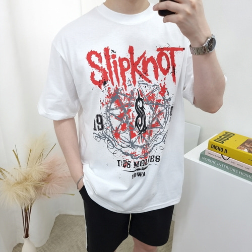 (SALE)남녀공용 오버핏 SlipKnoT 메탈리카 스트릿 커플 반팔 티셔츠 2컬러 BJ옷 케이 - 상세 이미지 3