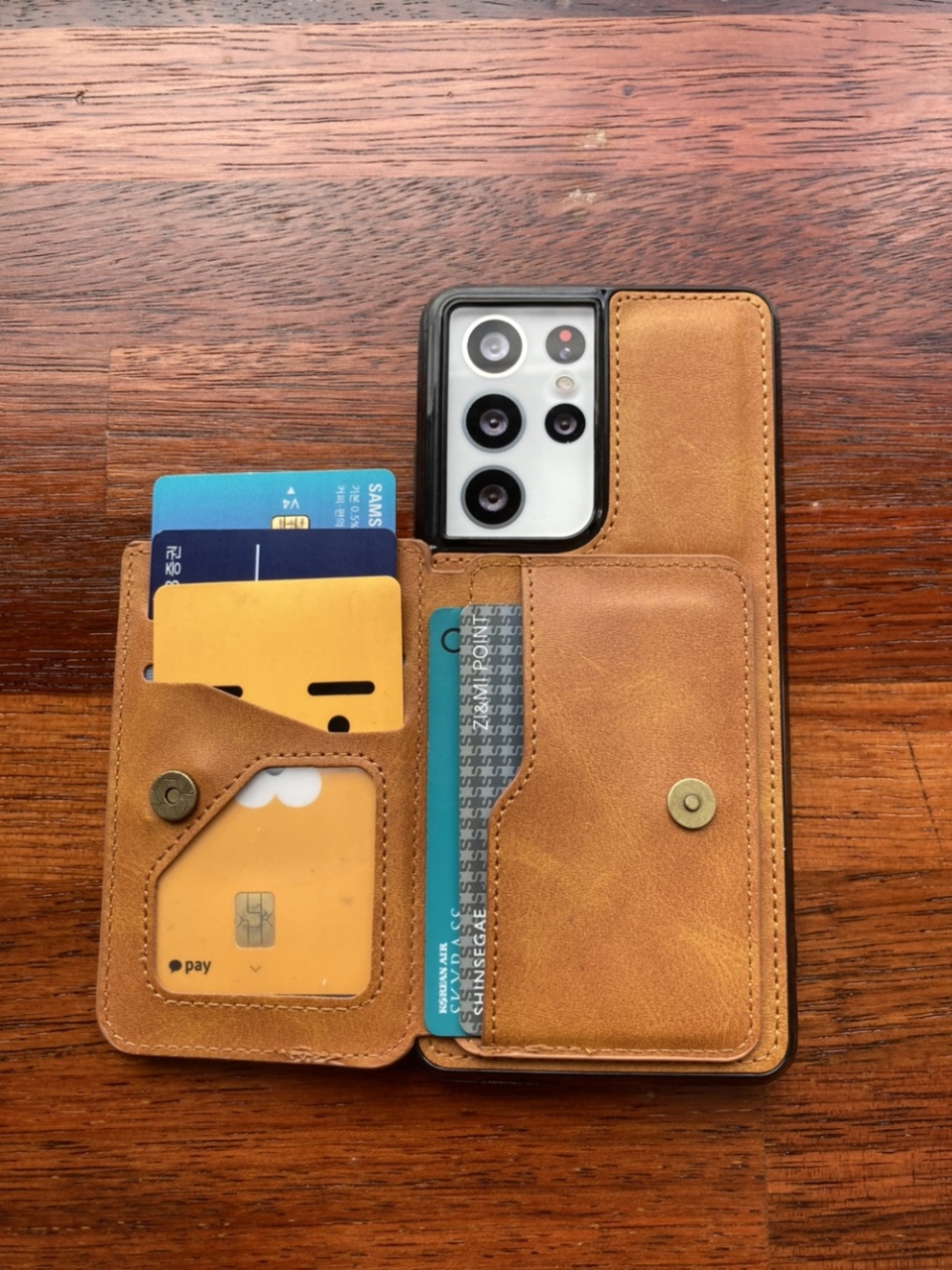 카드 케이스 지갑 가죽 범퍼 블랙, 갤럭시S20울트라 - 상세 이미지 5