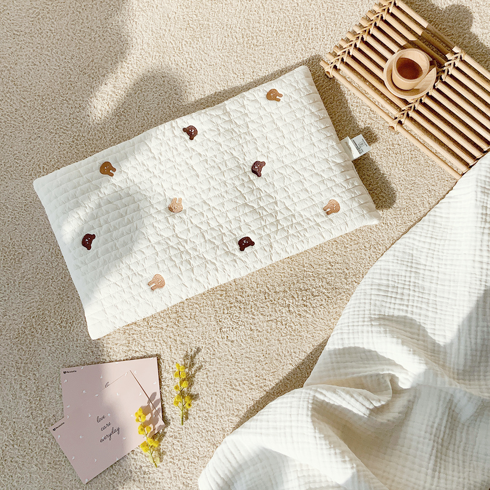 마롤로뜨 아기베개 누빔 씬필로우 유아 신생아 돌 낮은베개 나염 초코베어