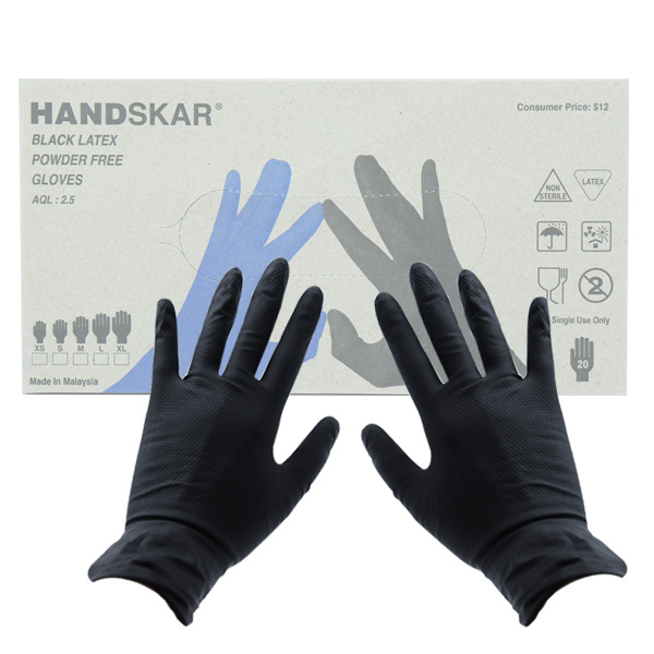 핸드스카 블랙 라텍스 양면 미용장갑 1BOX 20개입 다용도 깔깔이장갑