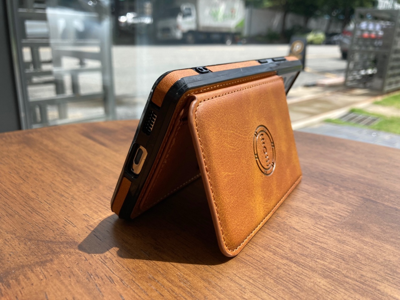 카드 케이스 가죽 지갑 범퍼 카메라보호 다크블루, 아이폰12미니 - 상세 이미지 2