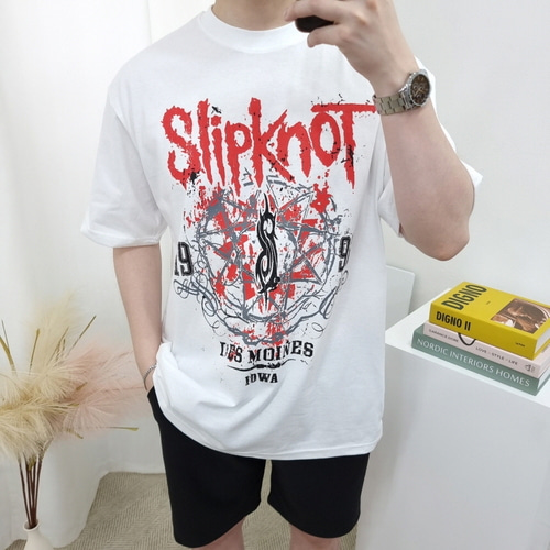 (SALE)남녀공용 오버핏 SlipKnoT 메탈리카 스트릿 커플 반팔 티셔츠 2컬러 BJ옷 케이 - 상세 이미지 4
