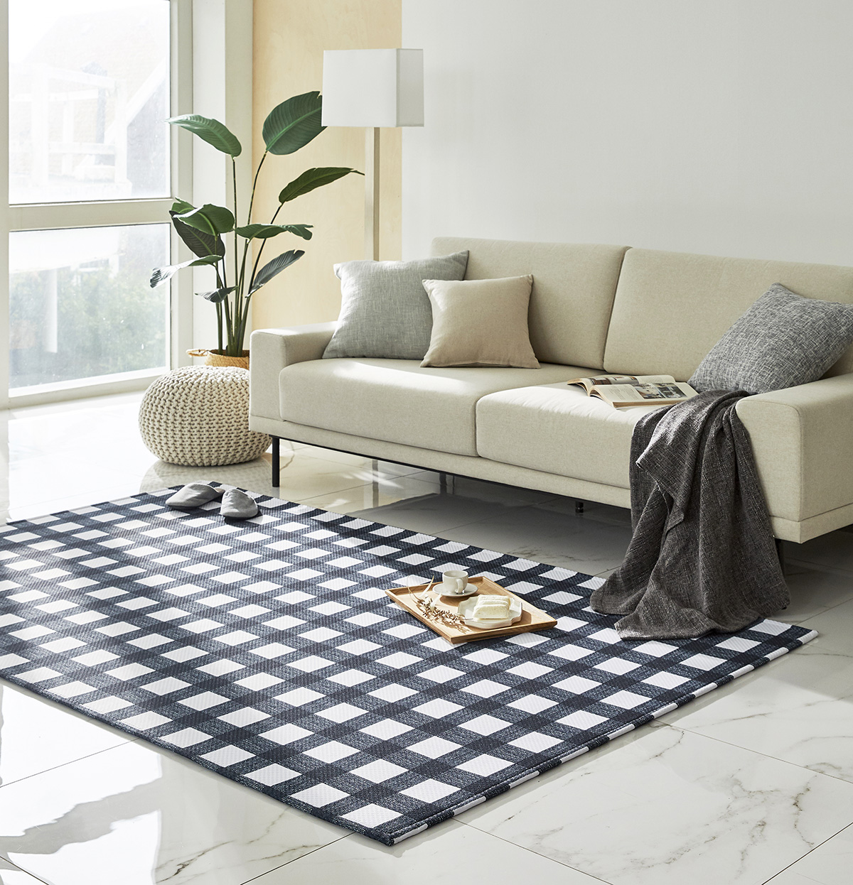 엠시베딩 워셔블러그 단모 먼지없는 사계절 방수 블랙스퀘어 대형 침실 식탁 러그